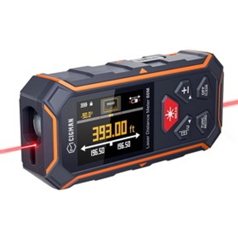 CIGMAN CD60R Télémètre Laser Rouge 120m 393ft Capteur dAngle 6 Unités Dos Magnétique LCD