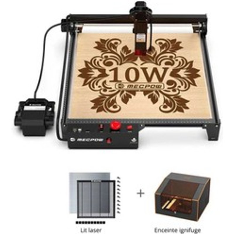 Mecpow X3 Pro 10W Graveur laser à assistance aérienne + boîtier FC1 + lit laser H44