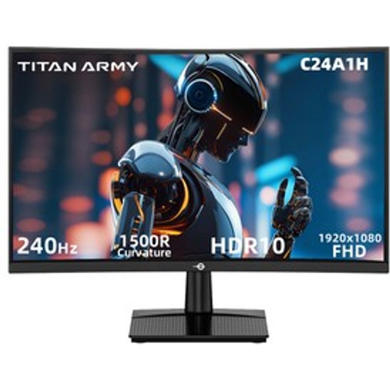 TITAN ARMY C24A1H Écran gaming écran VA incurvé 1500R de 236 pouces 1920 x 1080 taux de rafraîchissement de 240 Hz OD dynamique FreeSync HDR10 10 modes scénario Jeu+ 1 port HDMI 20 1 port DP 12 1 port audio faible luminosité bleue