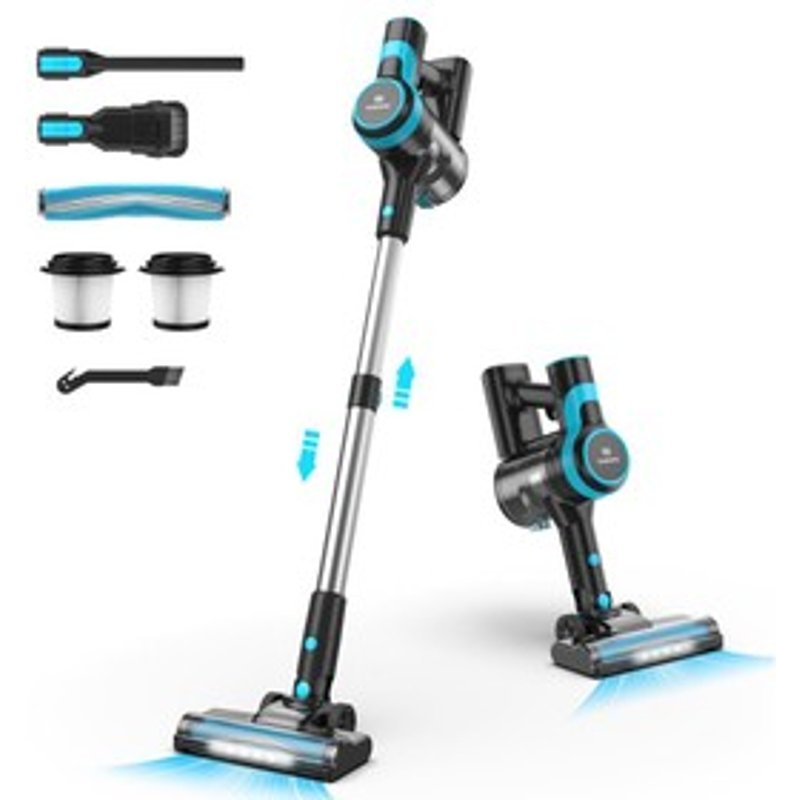 TASVAC V600 Aspirateur sans fil aspirateur balai puissant 28000Pa avec moteur sans balais 120000 trmin brosse de sol LED autonomie de 45 minutes et filtre HEPA lavable