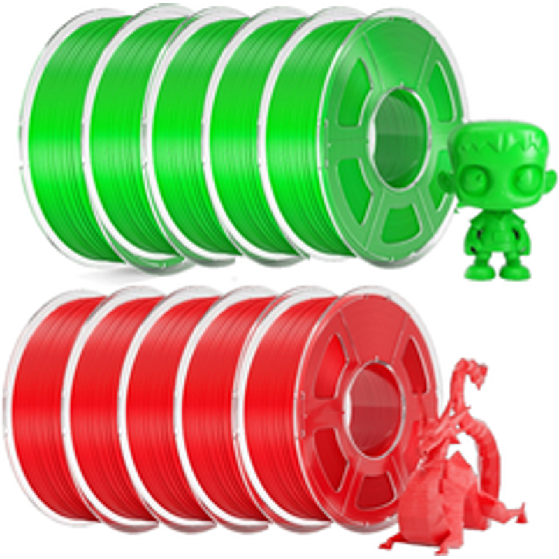 10kg Mecpow Filament PLA+ Haute Vitesse 5kg Rouge 5kg Vert