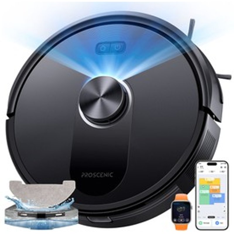 Proscenic Q10 Aspirateur Robot avec Serpillière Forte Aspiration 8000Pa 360° Navigation LIDAR Autonomie de 200 Minutes Recharge et Reprise Automatiques Contrôle Par ApplicationTélécommandeVoix pour Poils danimaux et Grandes Maisons