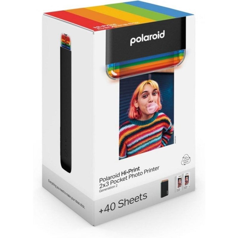 Impresora de Bolsillo Polaroid Hi-Print 6439 Bluetooth Sublimación Incluye 40 Hojas Negro 6439