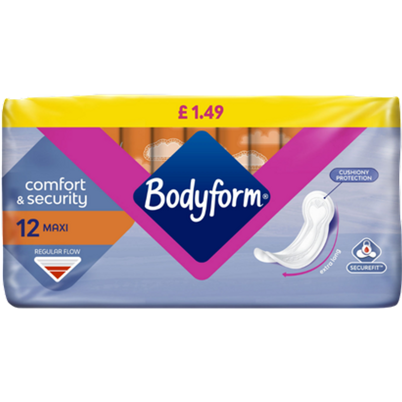 Bodyform Comfort & Security Maxi Sanitary Pads - 12 pcs