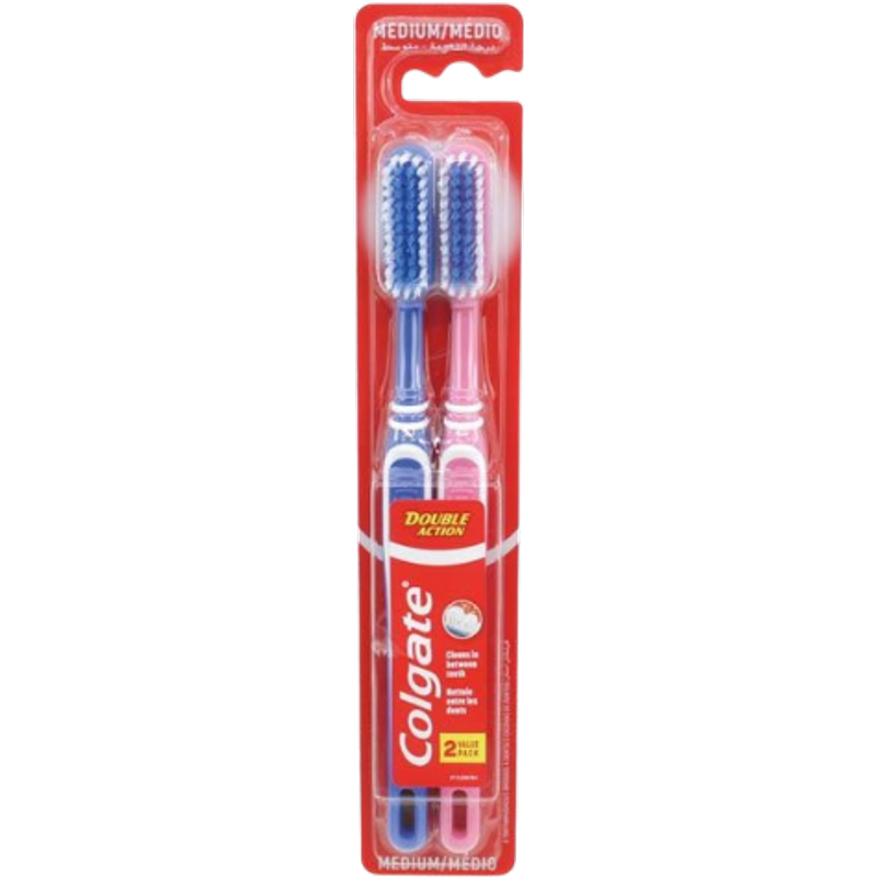 Colgate Double Action Spazzolino Medio 18 cm – 2 Pezzi
