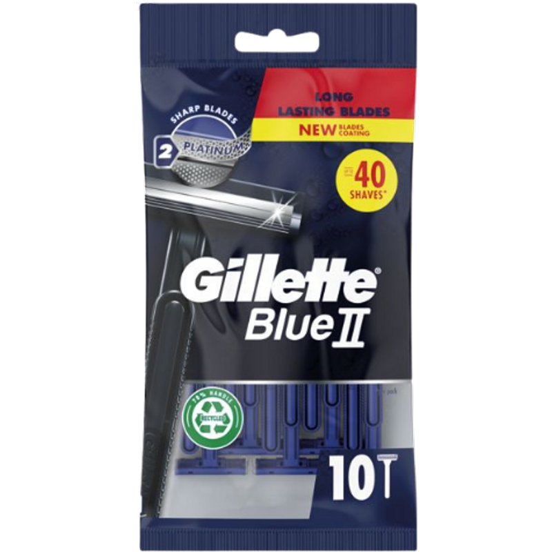 Gillette Blue II Rasoi Usa e Getta con Testina Fissa - 10 Pcs