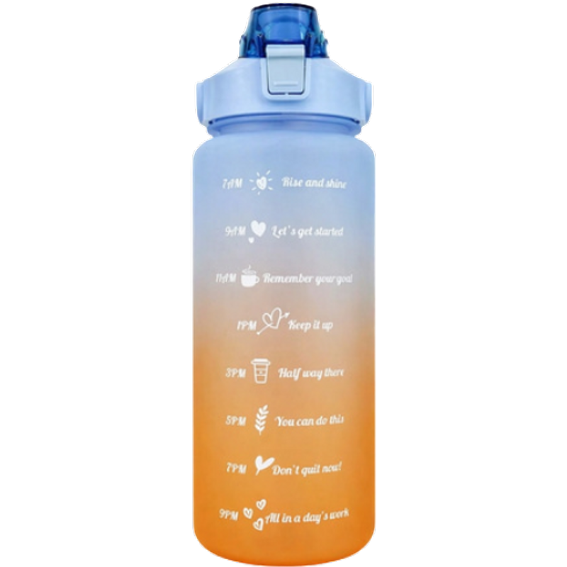 Borraccia Motivazionale Blu-Arancione con Cannuccia – 2000 ml