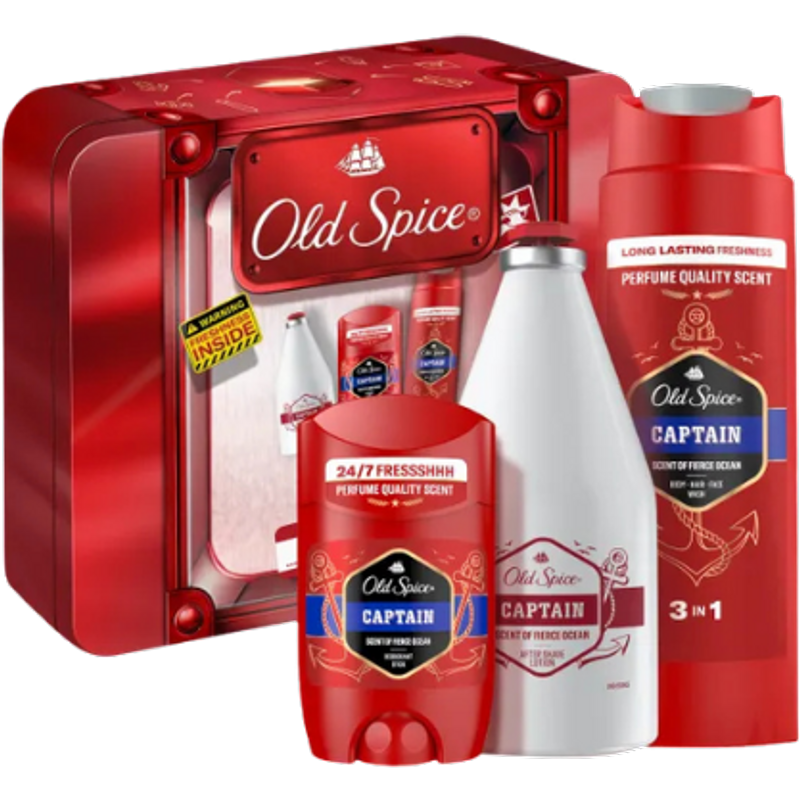 Set Regalo Old Spice Captain in Scatola di Latta – 3 Pezzi