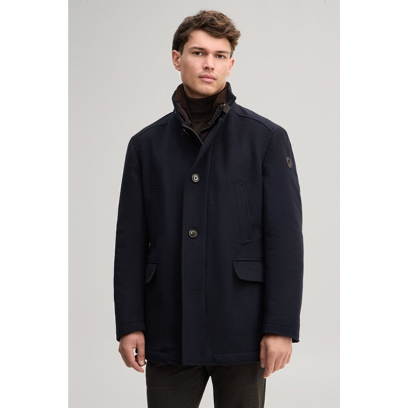 Jacke aus Wollmix mit Inlay in Navy