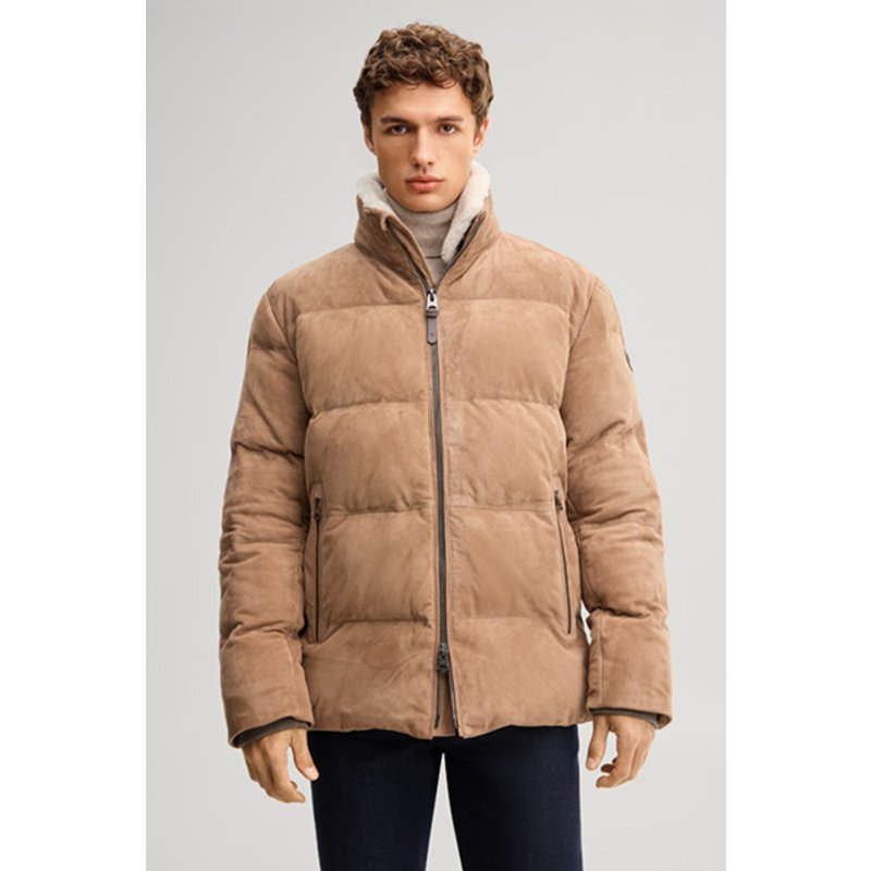 Velourslederjacke in Beige