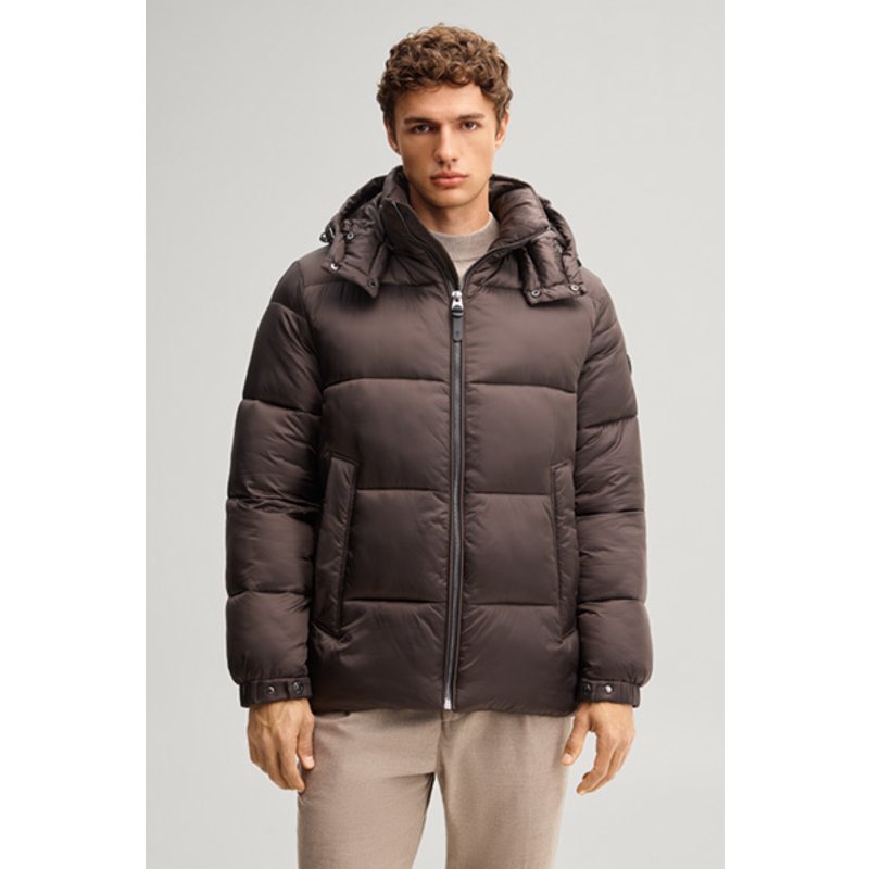 Steppjacke mit Kapuze in Dunkelbraun