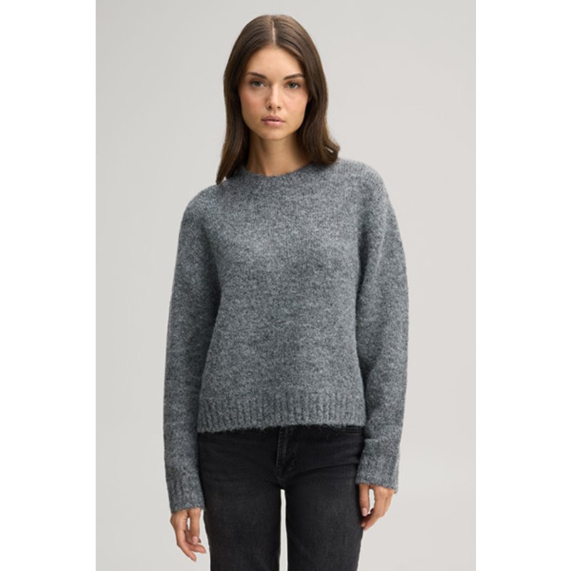 Strick-Pullover in Dunkelgrau meliert