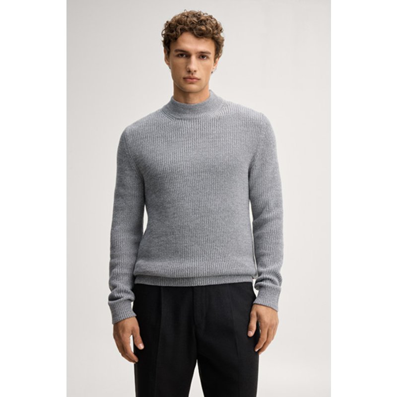 Pullover mit Stehkragen in Mittelgrau