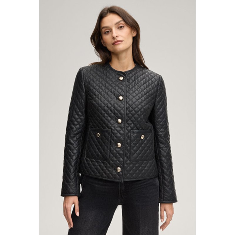 Lederjacke Louise in Schwarz gesteppt