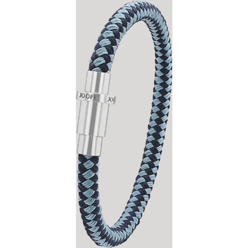 Maritimes Flechtarmband aus Nylon mit Edelstahl in Blau/Silber