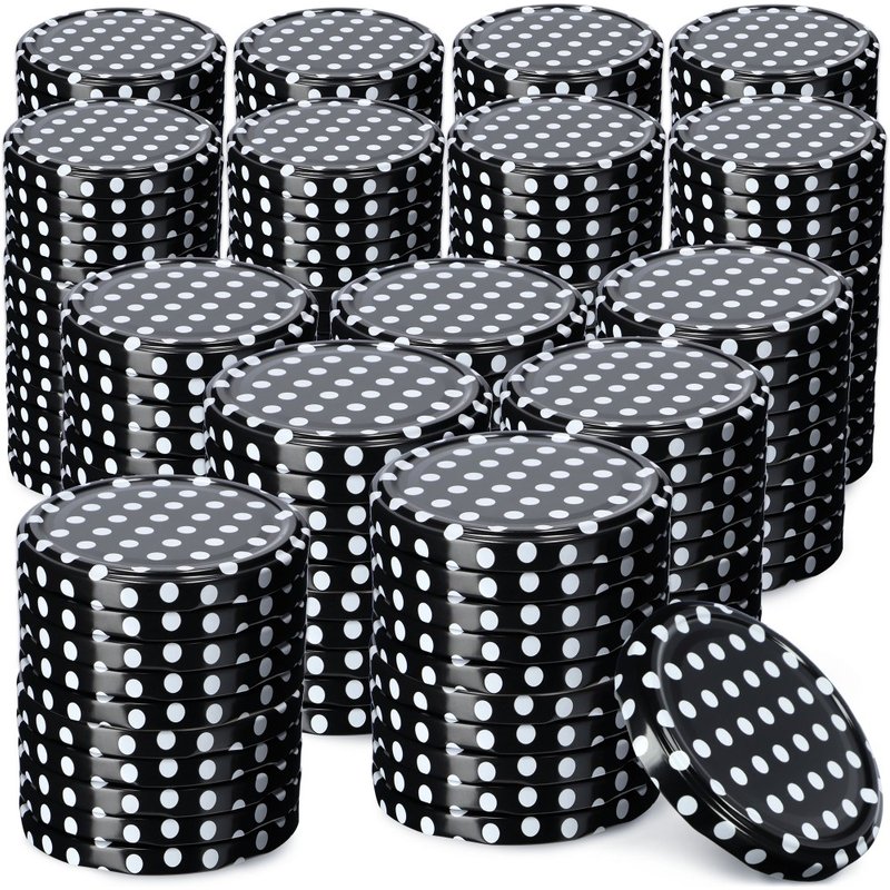 Metalowe wieczka do słoików Valsta 200szt fi 66 mm "Czarny Groszek"