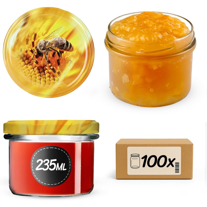 Słoiki na przetwory Tartu 235ml 100szt fi 82 mm + wieczka "Miód"