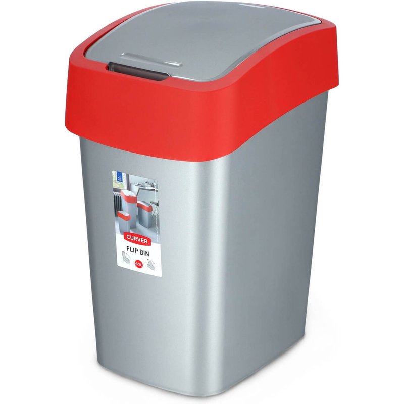 Kosz na śmieci Curver Flip Bin 50L, czerwony