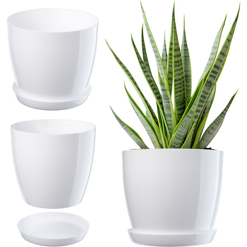 Doniczka Agen z podstawką 16 cm, biała