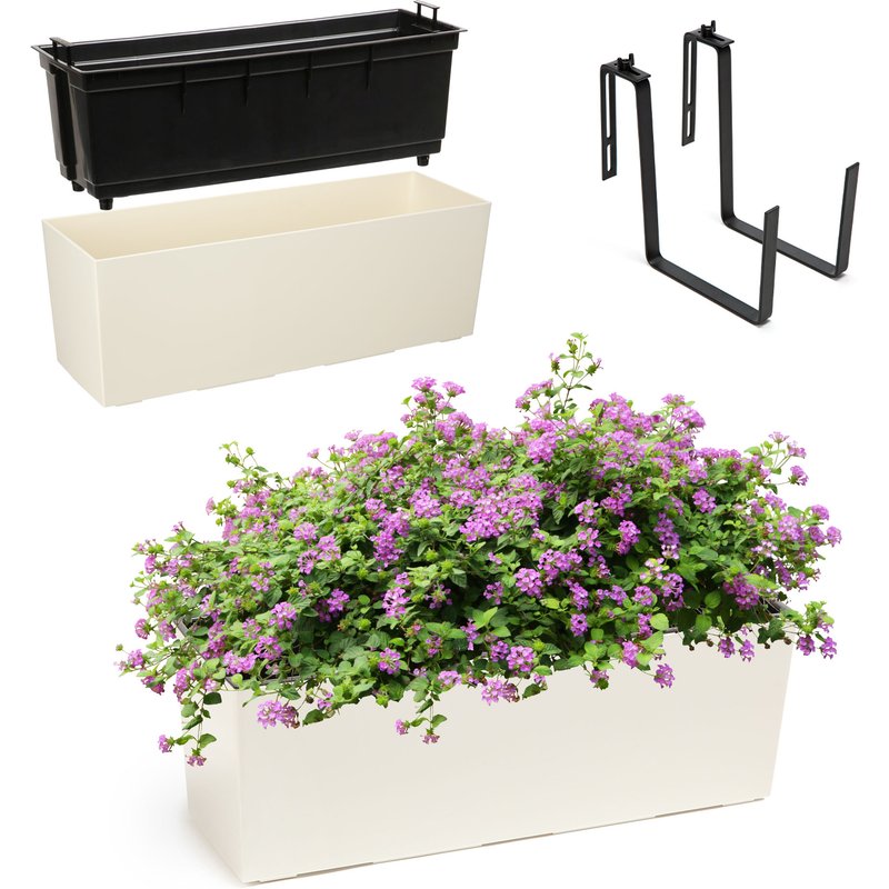 Skrzynka balkonowa z uchwytem Fontana 56cm kremowa