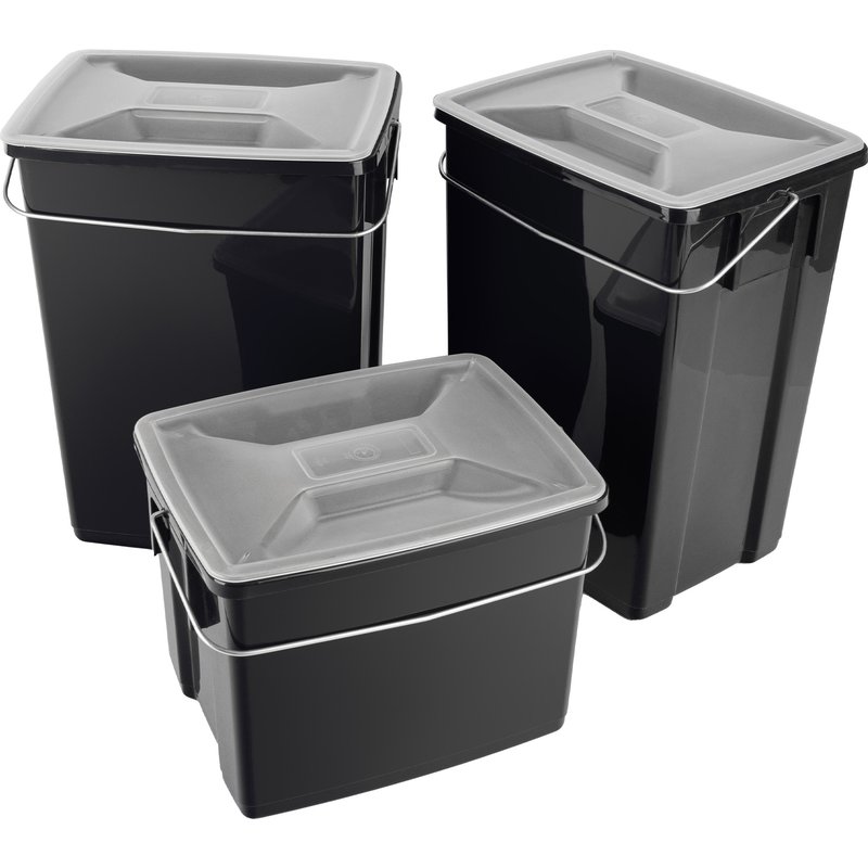Kosze do segregacji śmieci Curver 2 x 10L + 6L, czarne