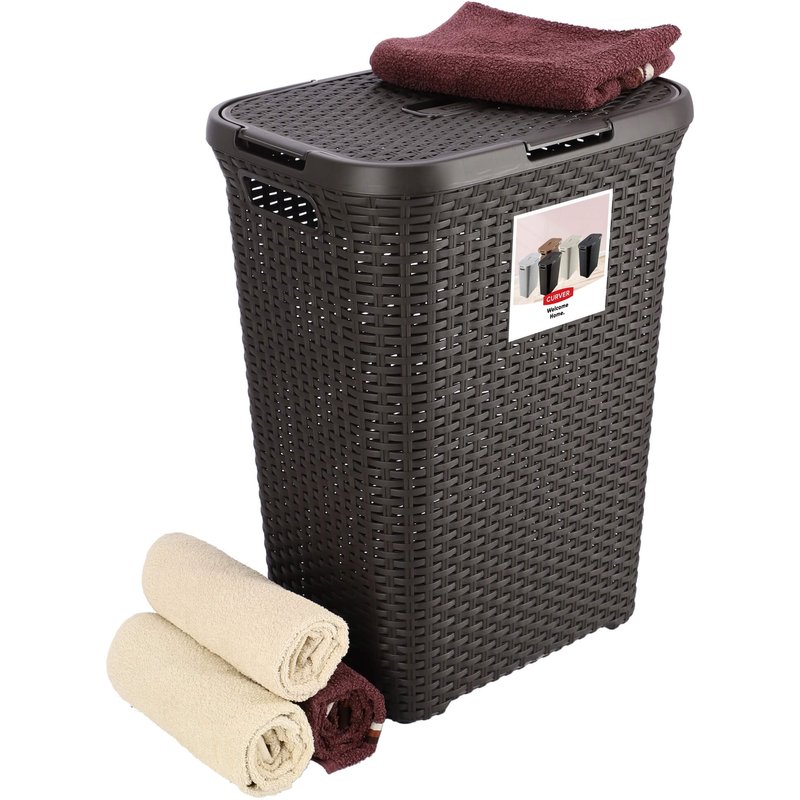 Kosz z pokrywą Curver Natural Style 60L brązowy