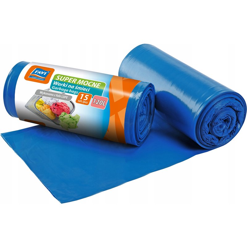 Worki na śmieci Ravi Super Mocne LDPE 120L, 15 szt.