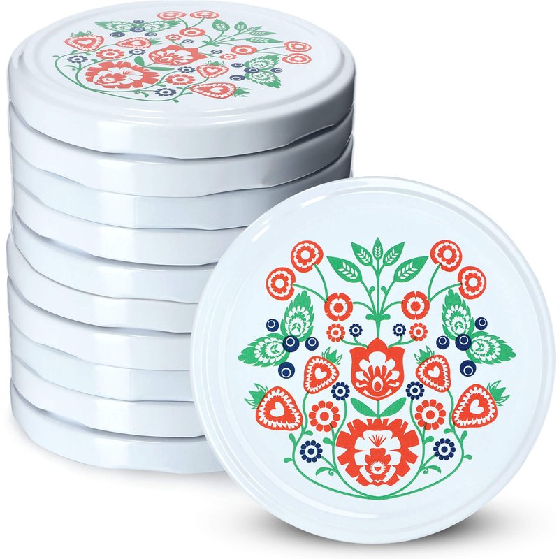 Metalowe wieczka do słoików Valsta 10szt fi 66 mm "Folklor"