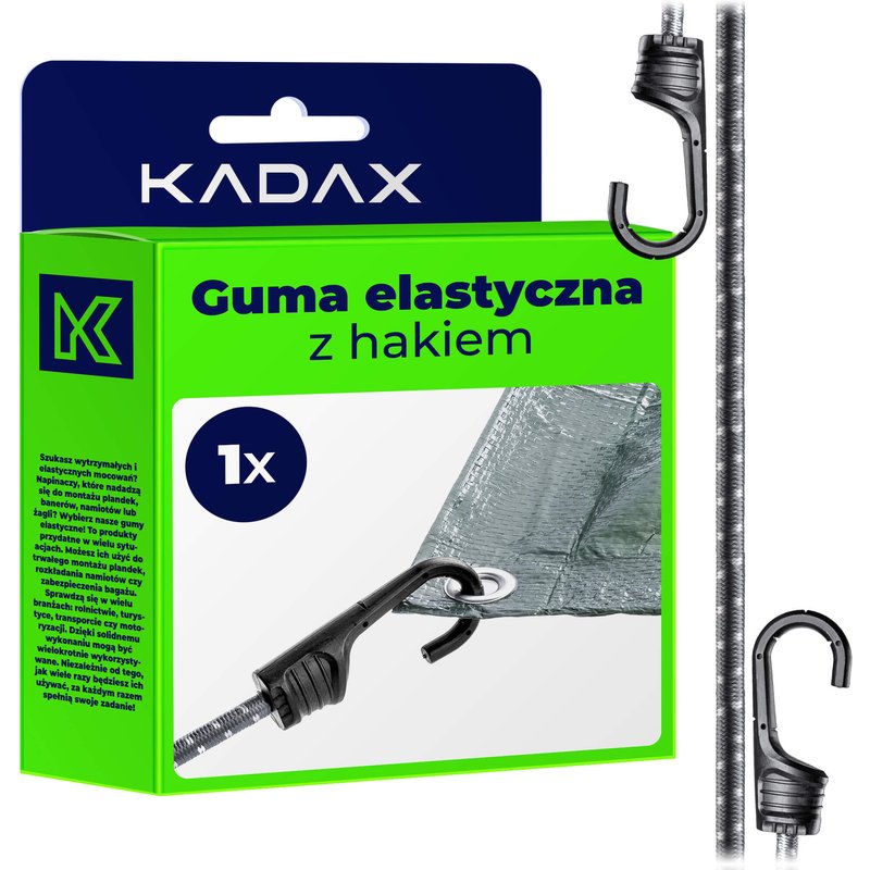 Guma elastyczna z hakiem 44 cm, szara