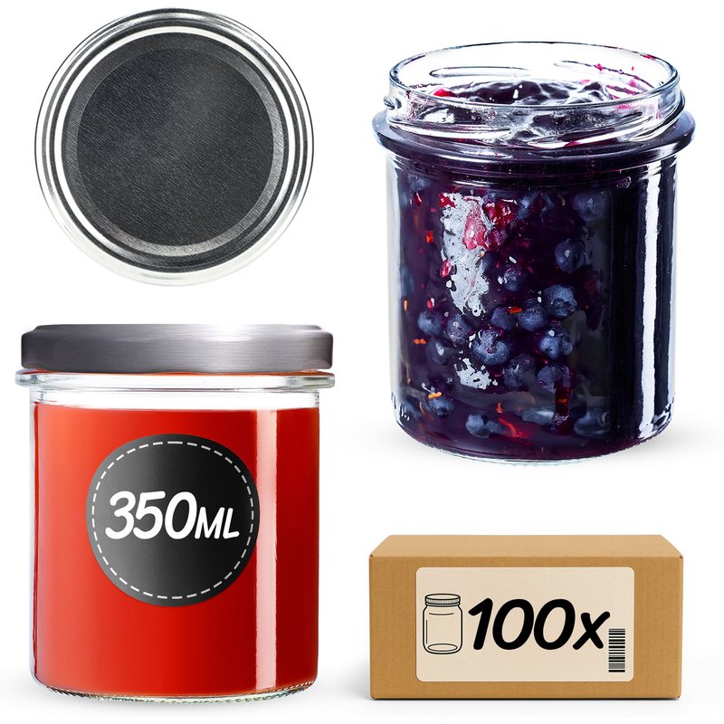 Słoiki na przetwory Avila 350ml 100szt fi 82 mm + wieczka srebrne