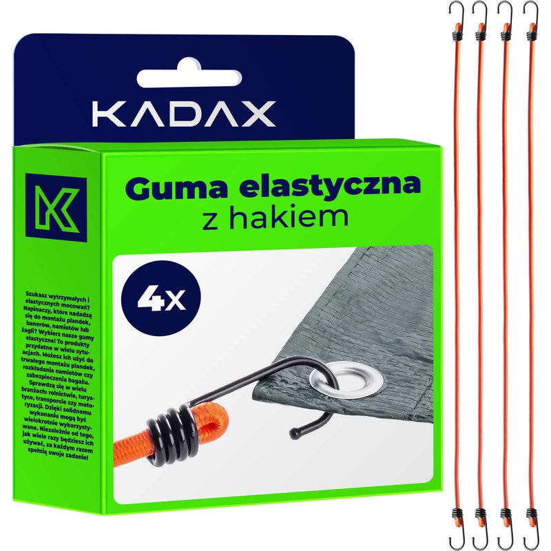 Guma elastyczna z hakiem do plandek pomarańczowa 4 szt.