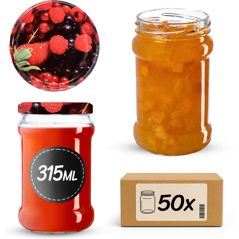 Słoiki na przetwory Seno 315ml 50szt fi 66 mm + wieczka "Owoce leśne"
