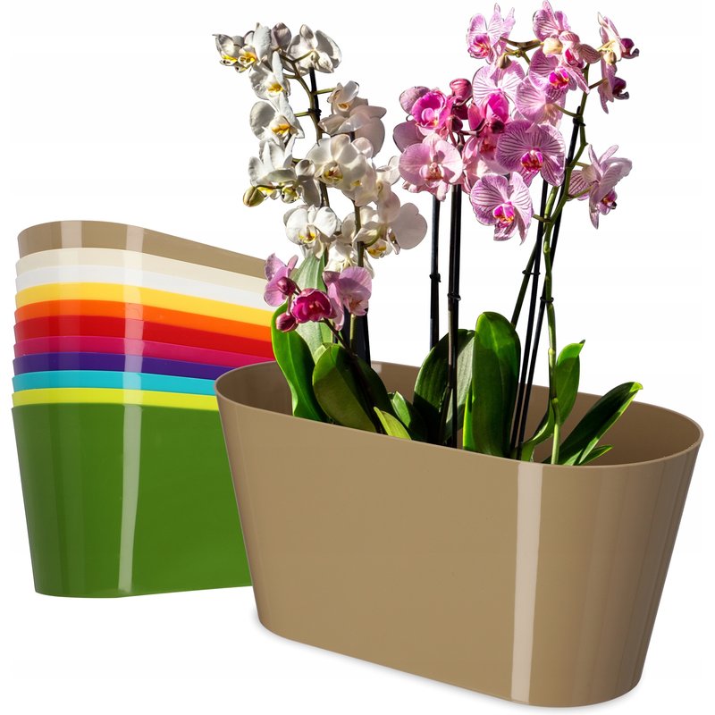 Doniczka na kwiaty owalna Pareti 27 cm, beżowa