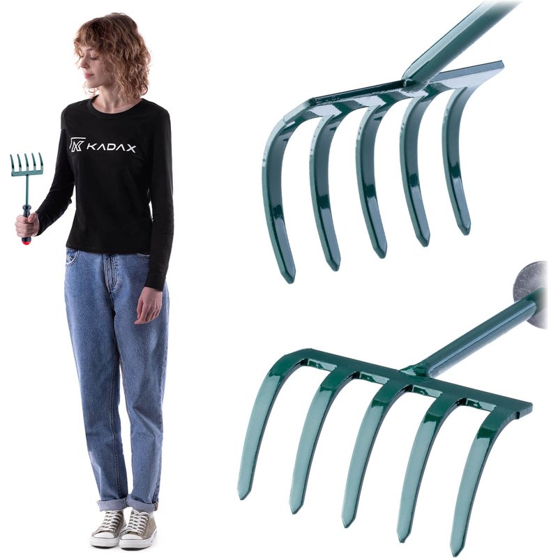Grabki ogrodowe 5 zębów 25 cm, zielone