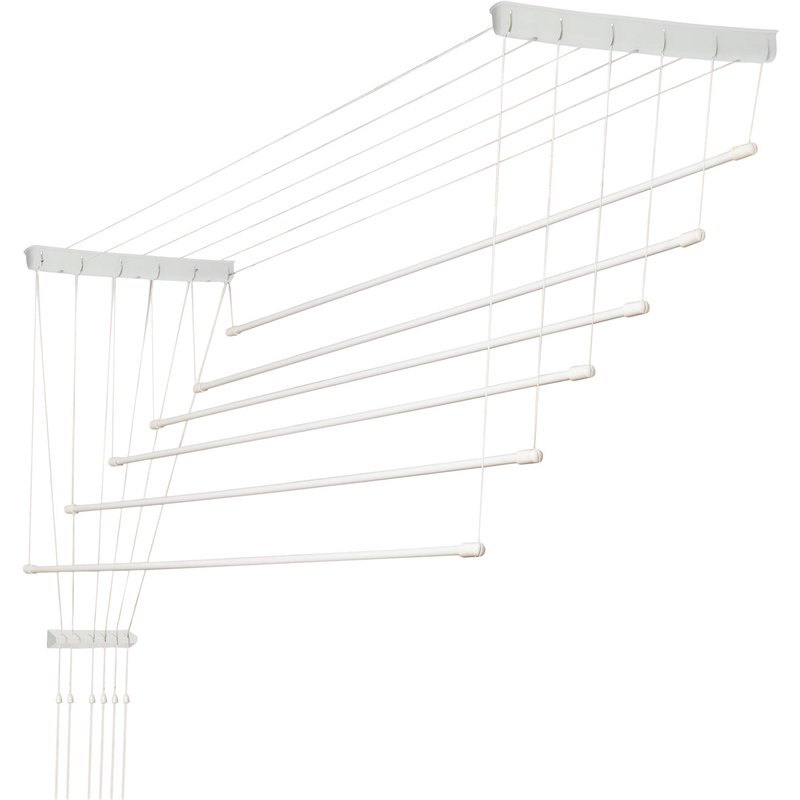 Suszarka sufitowa na pranie Torp, 6 prętów, 130 cm, biała