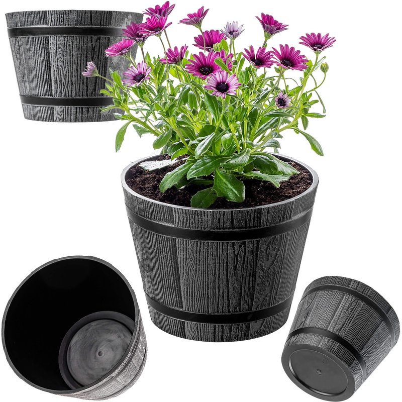 Donica na kwiaty Sori 23 cm, ciemny szary