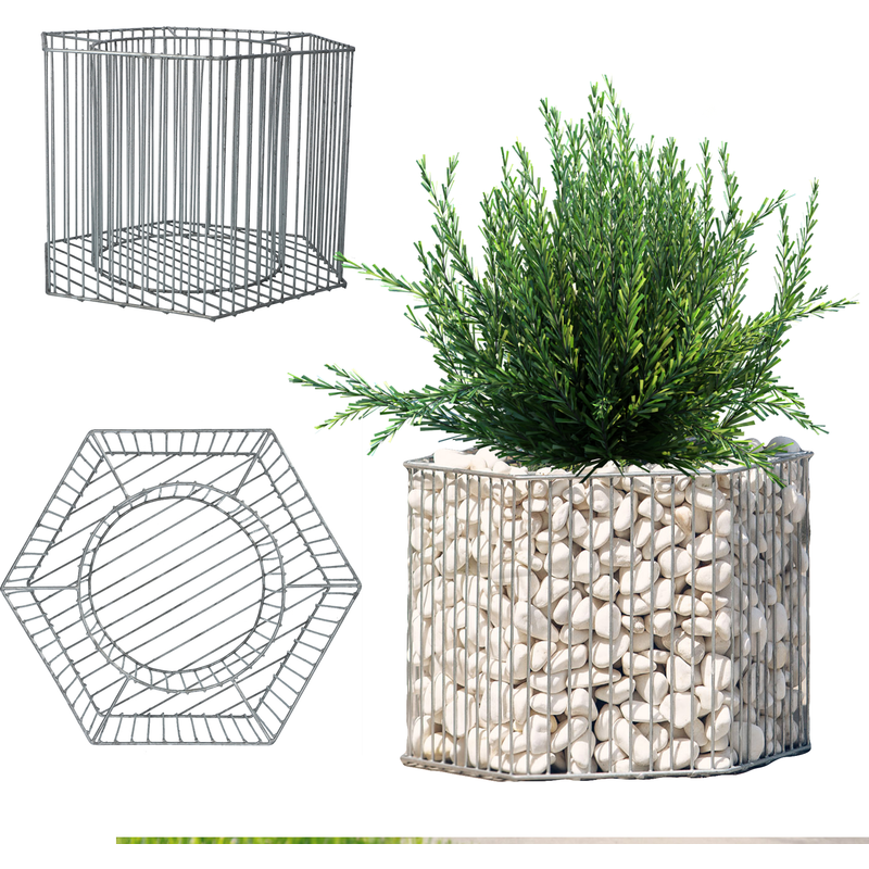 Donica gabionowa ze stali 45 x 32 cm, srebrna