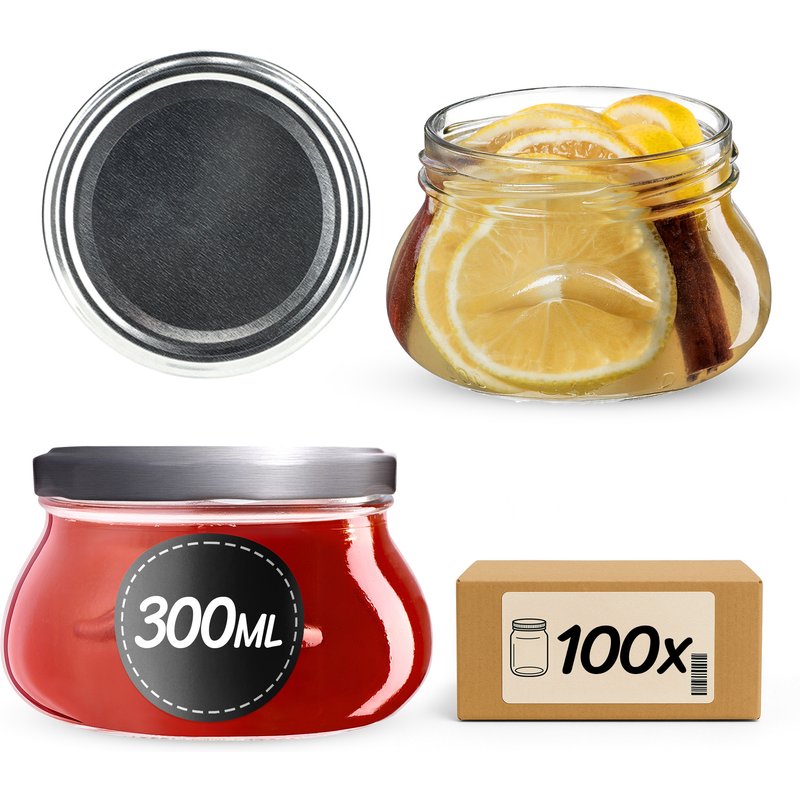 Słoiki na przetwory Raja 300ml 100szt fi 82 mm + wieczka srebrne