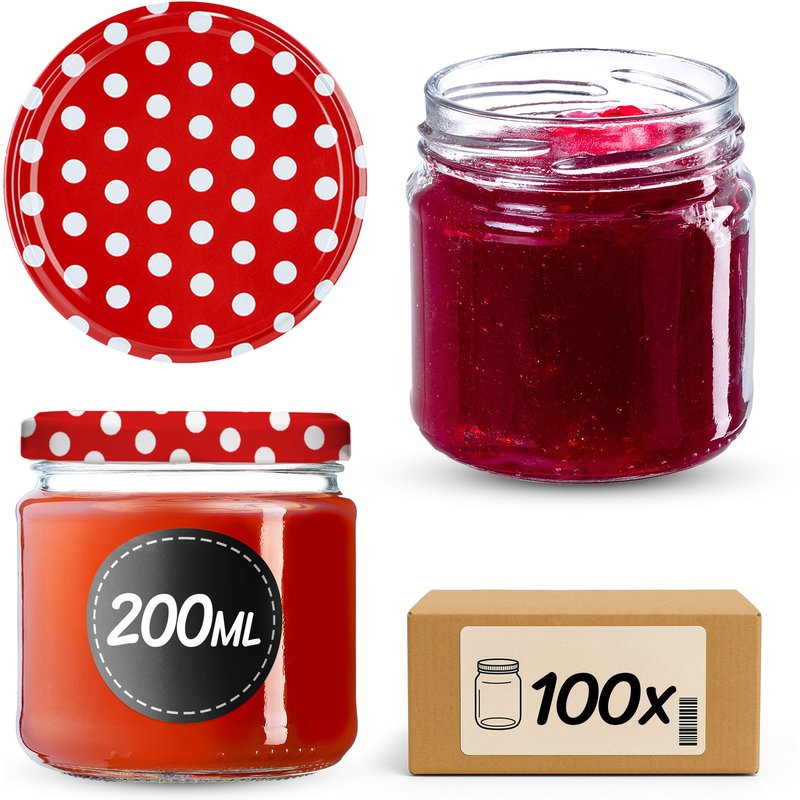 Słoiki na przetwory Lerma 200ml 100szt fi 66 mm + wieczka "Groszek czerwony"
