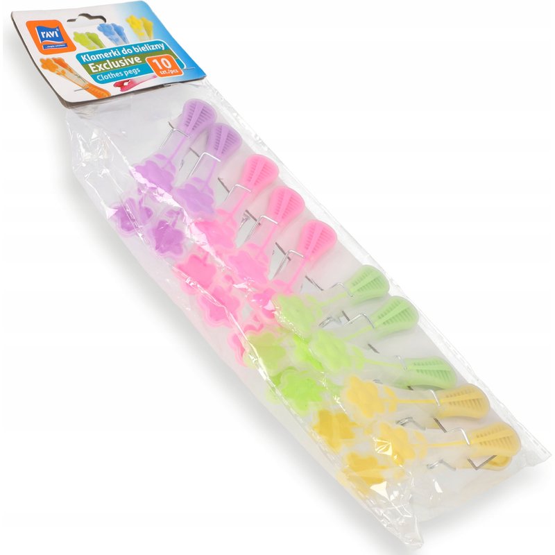 Plastikowe klamerki do prania Ravi Exclusive, 4 kolory, 10 szt.
