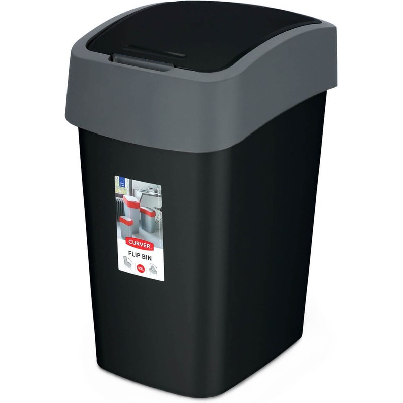 Kosz na śmieci Curver Flip Bin 50L, czarny