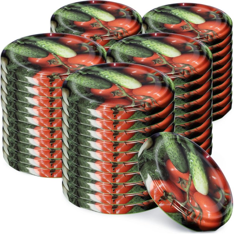 Metalowe wieczka do słoików Virbo 50szt fi 82 mm "Warzywa"