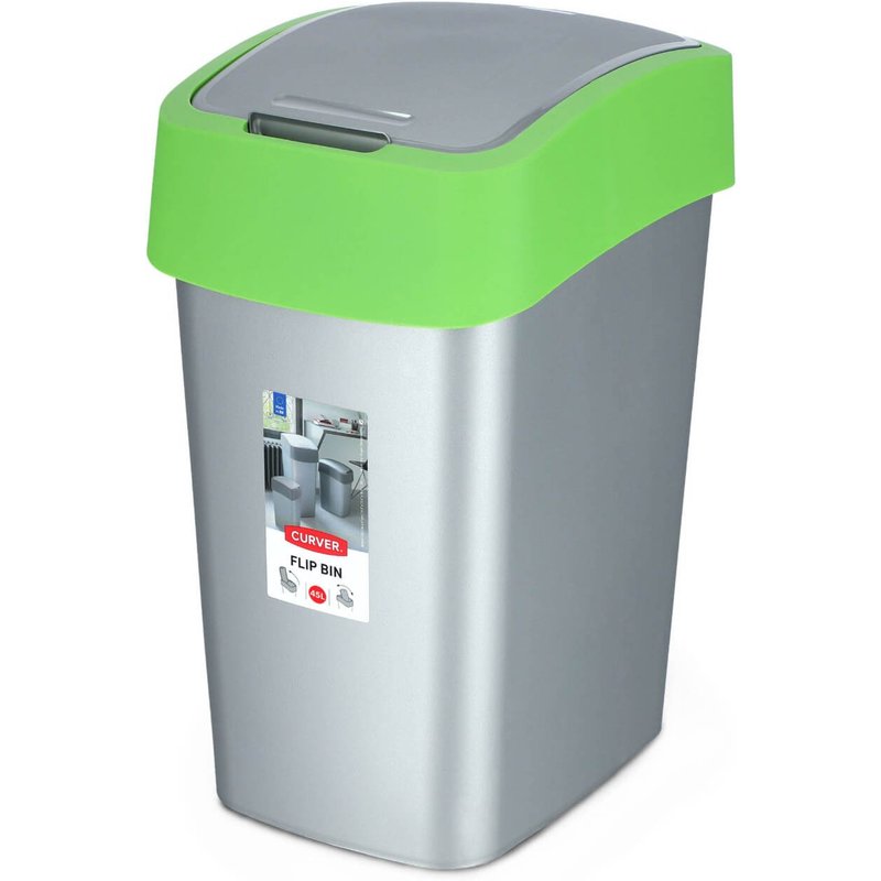 Kosz na śmieci Curver Flip Bin 50L, zielony