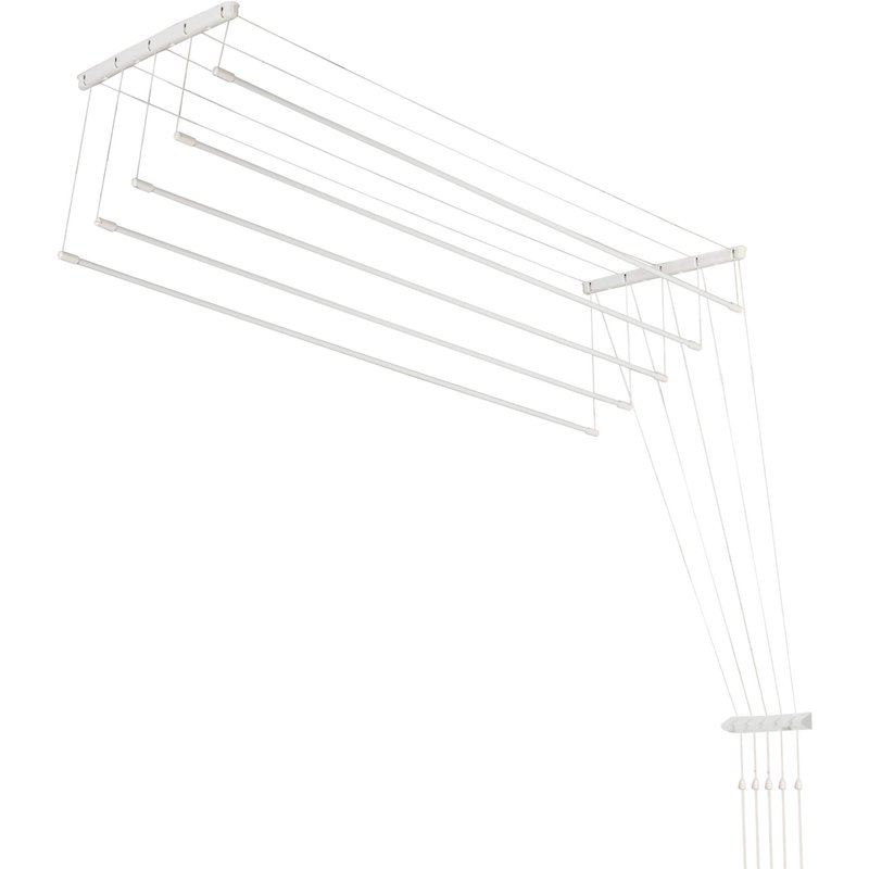 Suszarka sufitowa na pranie Resiga, 5 prętów, 150 cm, biała
