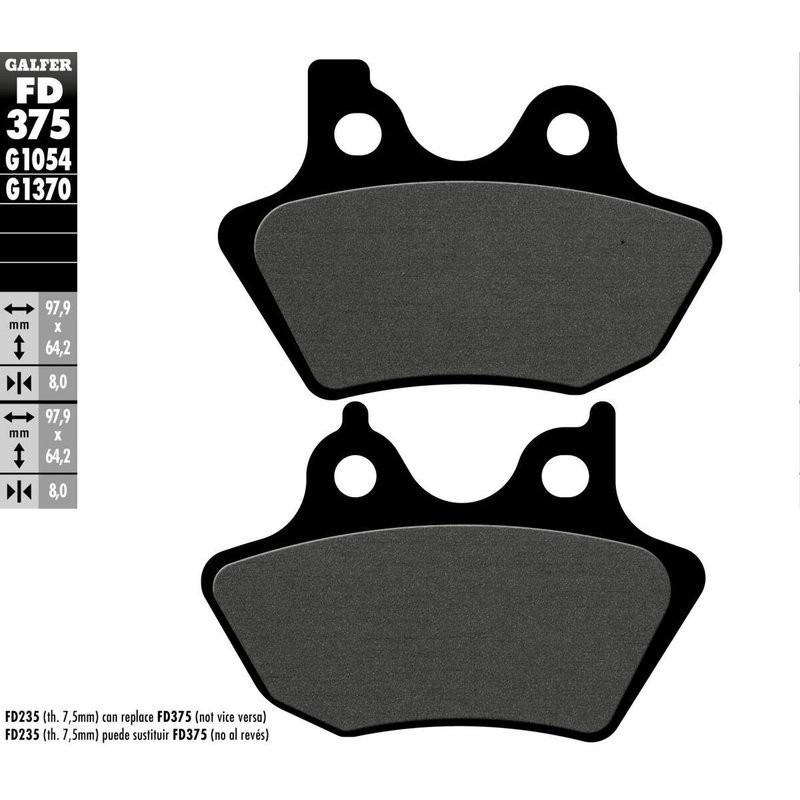 FD375G1054 - Galfer HH Sintered Semi Metal Brake Pads For Harley Davidson FLSTC1450 2006 Front