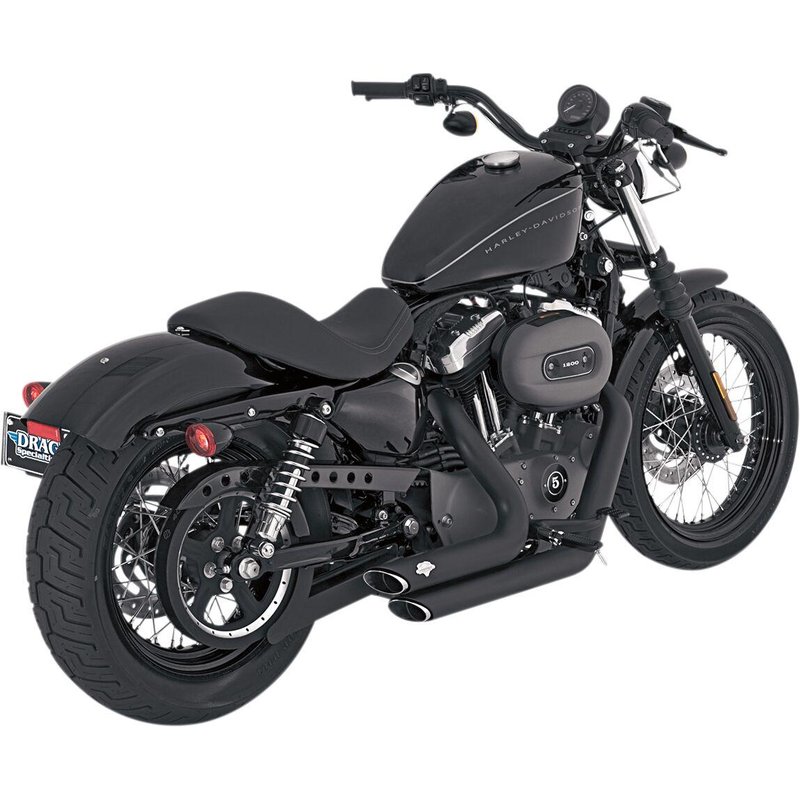47219 - Vance & Hines Shortshots Staggered Exhaust System For Harley Davidson XL 1200 C 2004-2013 - Black