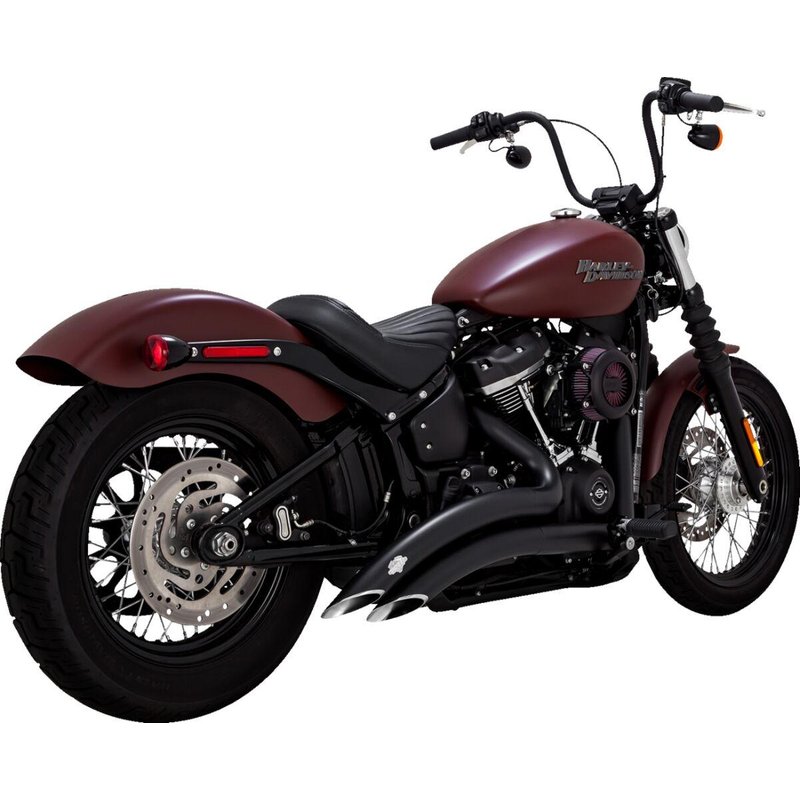 46377 - Vance & Hines Big Radius Exhaust System For Harley Davidson FLDE 1750 2018-2020 - Black/Mild Steel