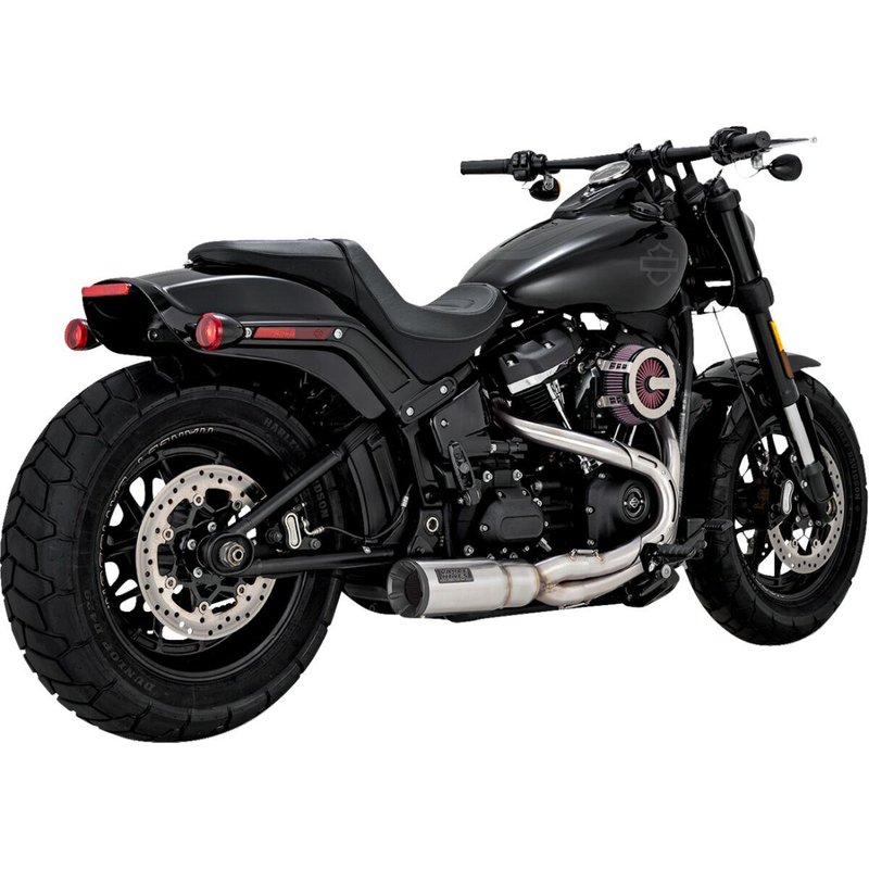 27331 - Vance & Hines 2 Into 1 Hi-Output Short Exhaust System For Harley Davidson FLDE 1750 2018-2020 - Brushed