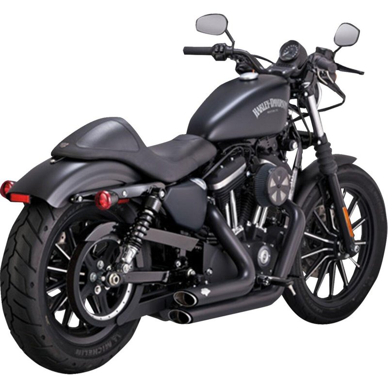 47329 - Vance & Hines Shortshots Staggered Exhaust System For Harley Davidson XL1200C 2014-2020 - Black