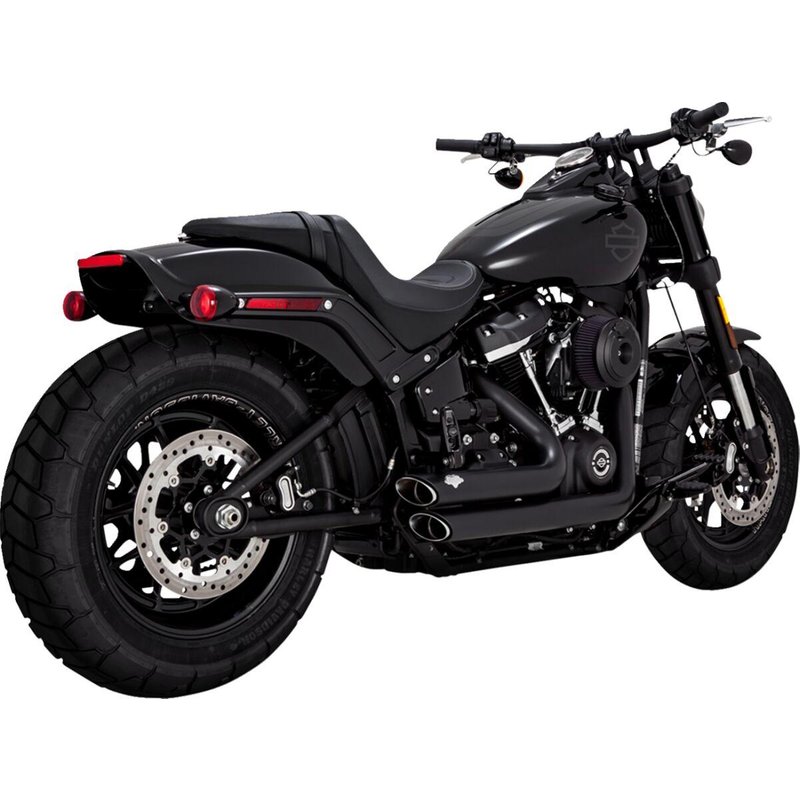 47333 - Vance & Hines Shortshots Staggered Exhaust System For Harley Davidson FXST 1750 2020-2024 - Black